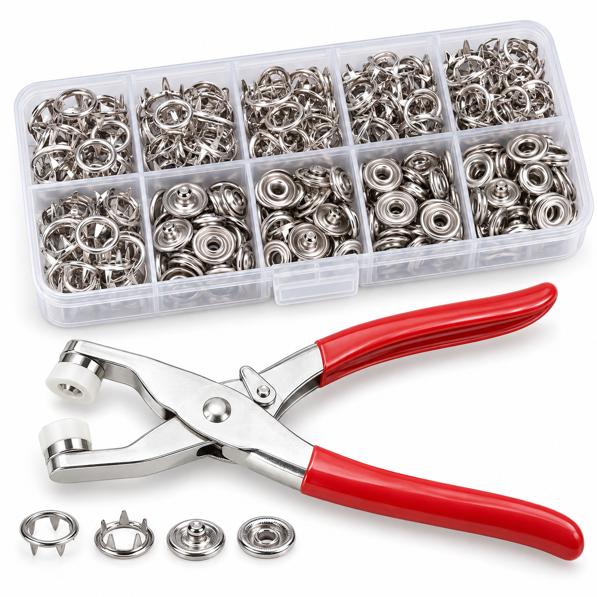 9.5mm Fade-Resistant 5-Claw Snap Button Kit with Pliers for 1–3cm Fabric