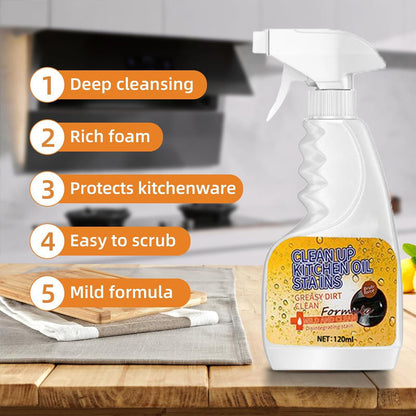 120ml Kitchen Degreaser Spray, Antibacterial Lemon Cleaner, Quick Grease Removal, 99.9% Sterilization, No Residue, Gentle on Hands
