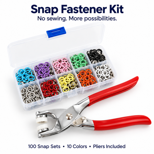 9.5mm Fade-Resistant 5-Claw Snap Button Kit with Pliers for 1–3cm Fabric