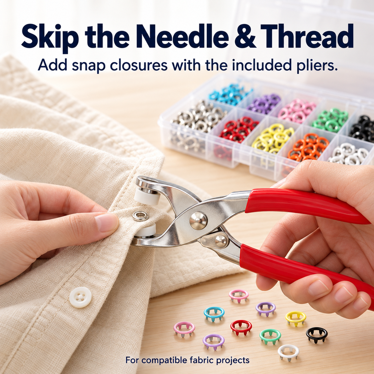 9.5mm Fade-Resistant 5-Claw Snap Button Kit with Pliers for 1–3cm Fabric