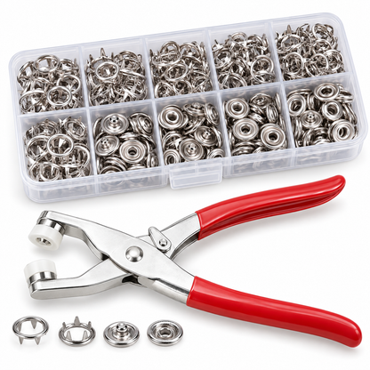 9.5mm Fade-Resistant 5-Claw Snap Button Kit with Pliers for 1–3cm Fabric