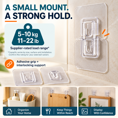 Self-Adhesive Snap Fasteners | No Drill, Easy Install Home Organizer for Remotes & Power Strips
