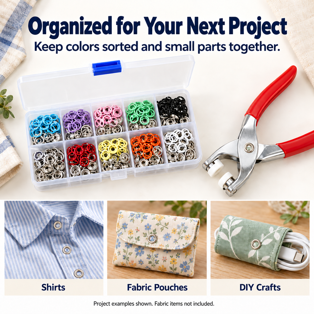 9.5mm Fade-Resistant 5-Claw Snap Button Kit with Pliers for 1–3cm Fabric