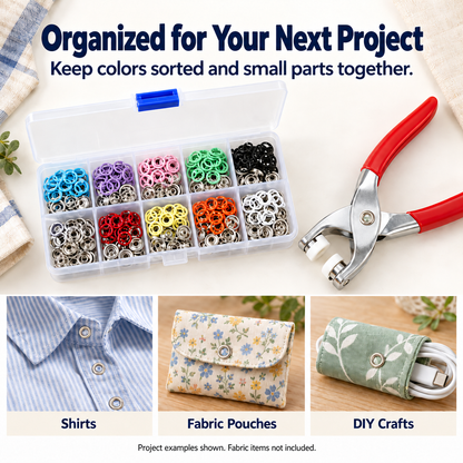 9.5mm Fade-Resistant 5-Claw Snap Button Kit with Pliers for 1–3cm Fabric