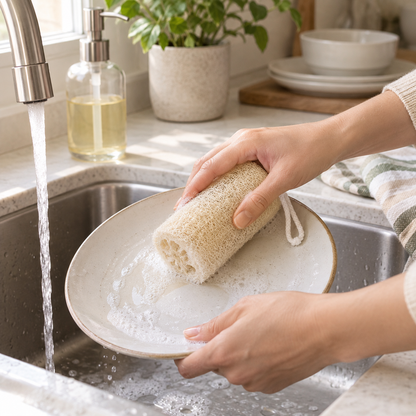 Natural Loofah Dish Scrubber with Hanging Loop